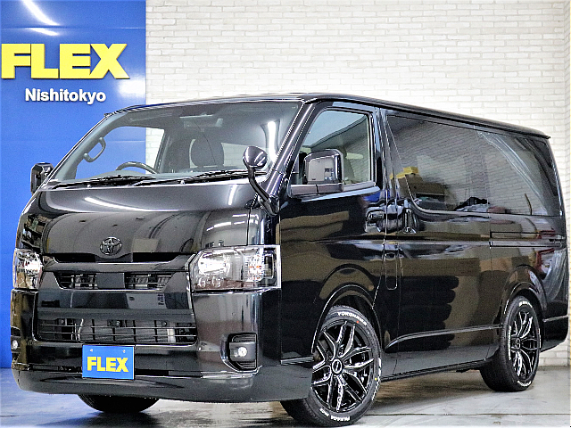 新車ハイエースＶダークプライムⅡ２０００ガソリンブラックエディション完成致しました！！各所同色２０９ペイント済み！！オリジナル１８インチアルミ２インチローダウン済み！！