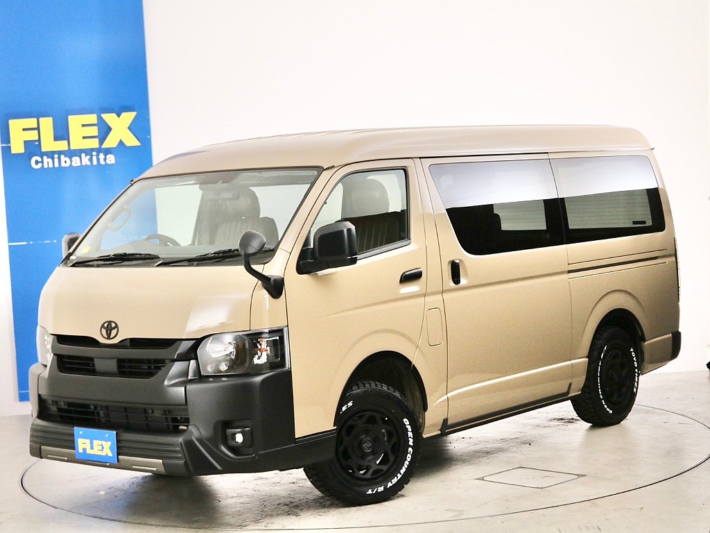 新車　ハイエースバン　Ｓ－ＧＬ　ワイド　アースカラーパッケージ　５人乗り１ナンバー登録　ガソリン４ＷＤ　寒冷地仕様　ベッドカスタムＰＫＧ！