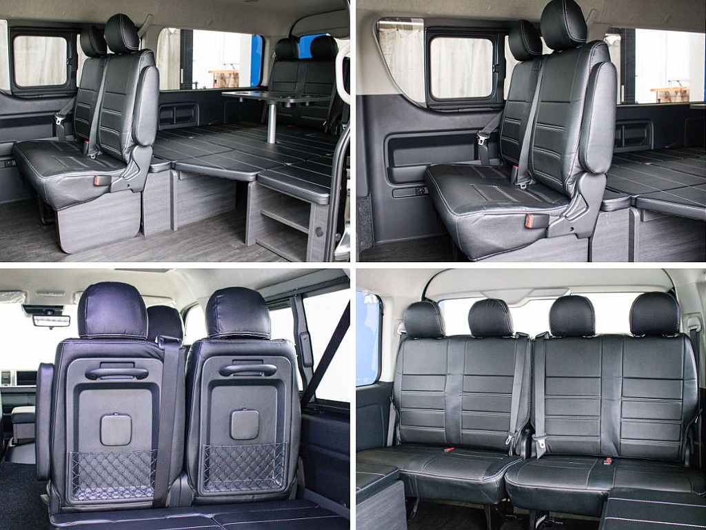 オリジナル内装架装Relaxingに施工してます！車中泊もお楽しみ頂けます！