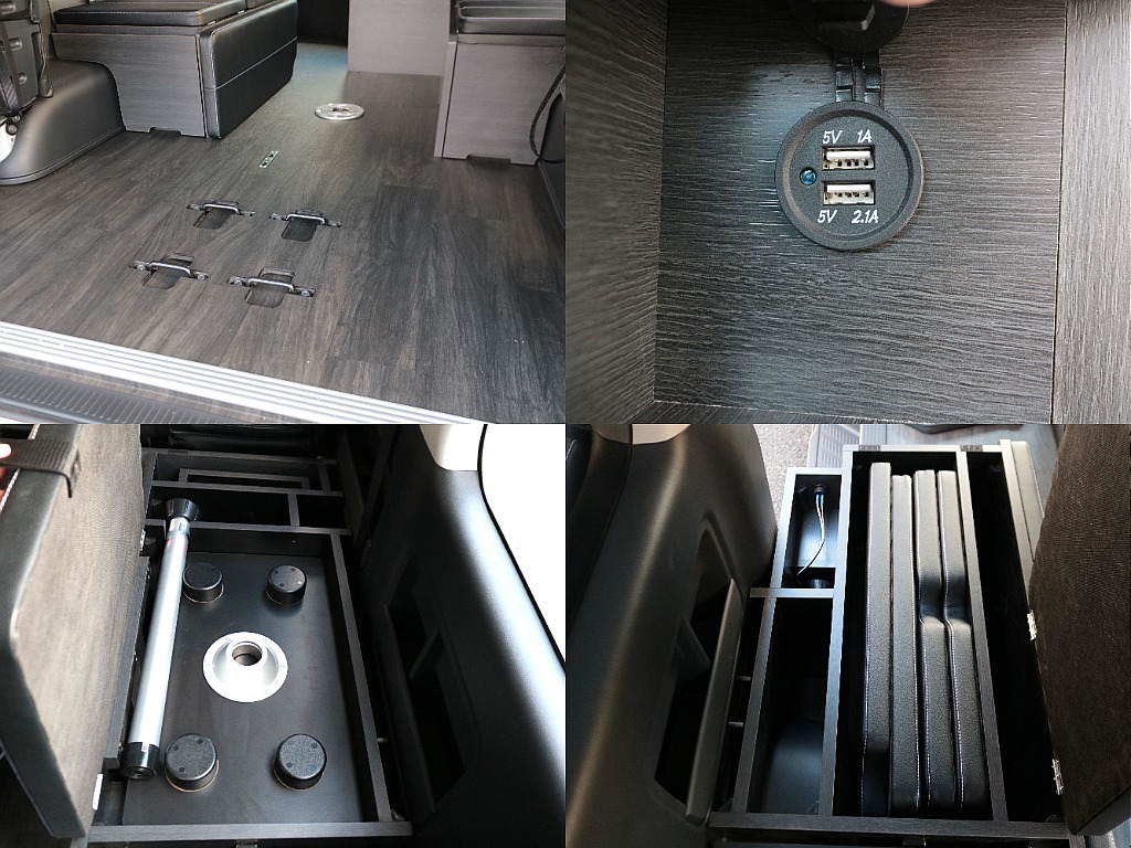 ベットマット、テーブルともに収納可能な実用的な内装アレンジ☆