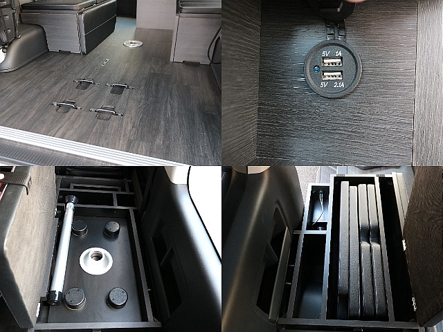 ベットマット、テーブルともに収納可能な実用的な内装アレンジ☆