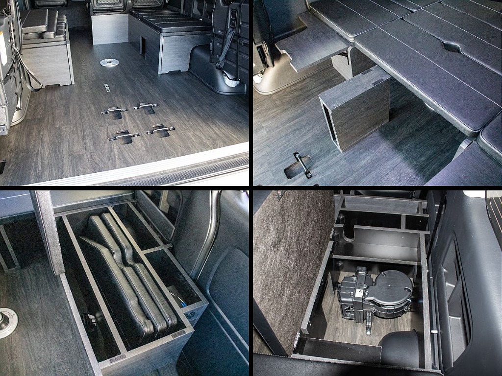 後列のマットは取り外し可能です！マットを収納するスペースもございます！