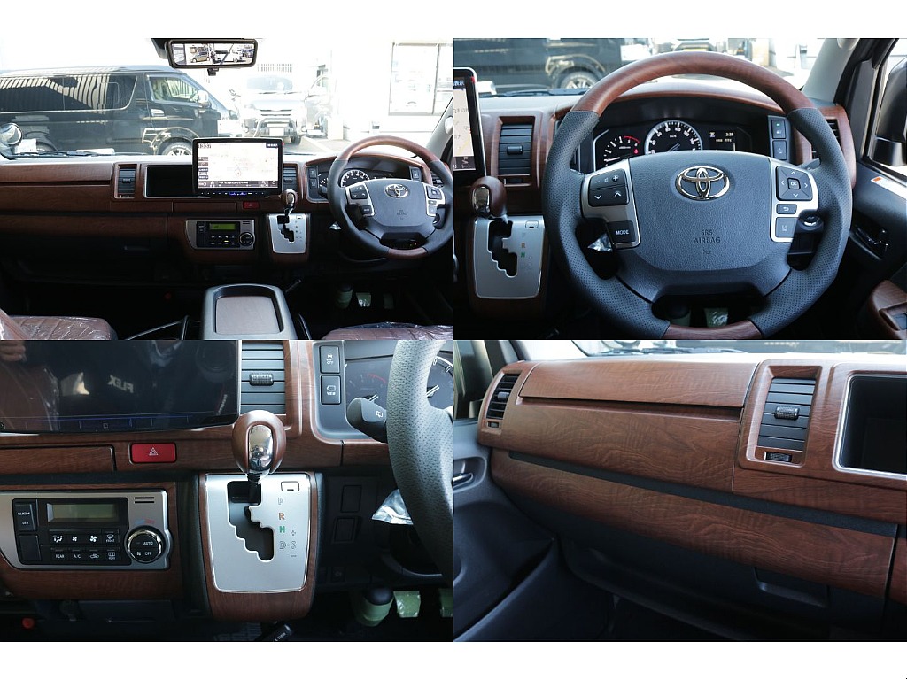 新品オリジナル茶木目インテリアパネルＫＩＴ、コンビハンドル、シフトノブ装着済み！！