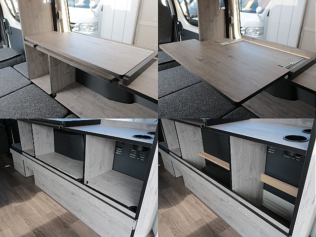 スライド式テーブルでベット面積も確保しながら車内でも過ごしやすいスペース確保☆