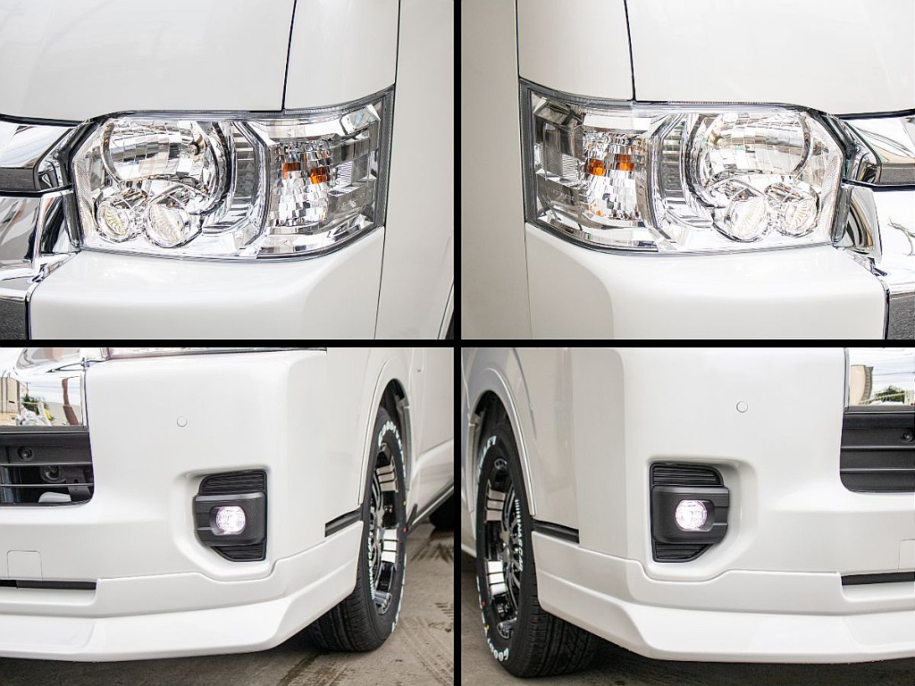 メーカーオプションのLEDヘッドライト！オリジナルフロントスポイラーも装備しております！