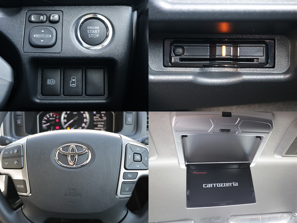 プッシュスタート・ETC・ステアリングスイッチ・フリップダウンモニターなど運転の際役立つ装備が充実しております♪