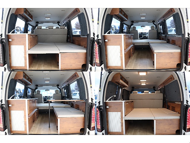 内装はおしゃれな木目家具で統一！便利なカーテンも装着済みです♪