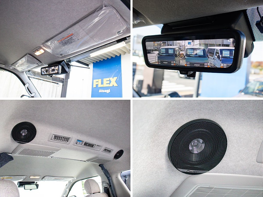 人気のメーカーオプションのデジタルインナーミラー装備してます！後席にはルーフスピーカー装備！