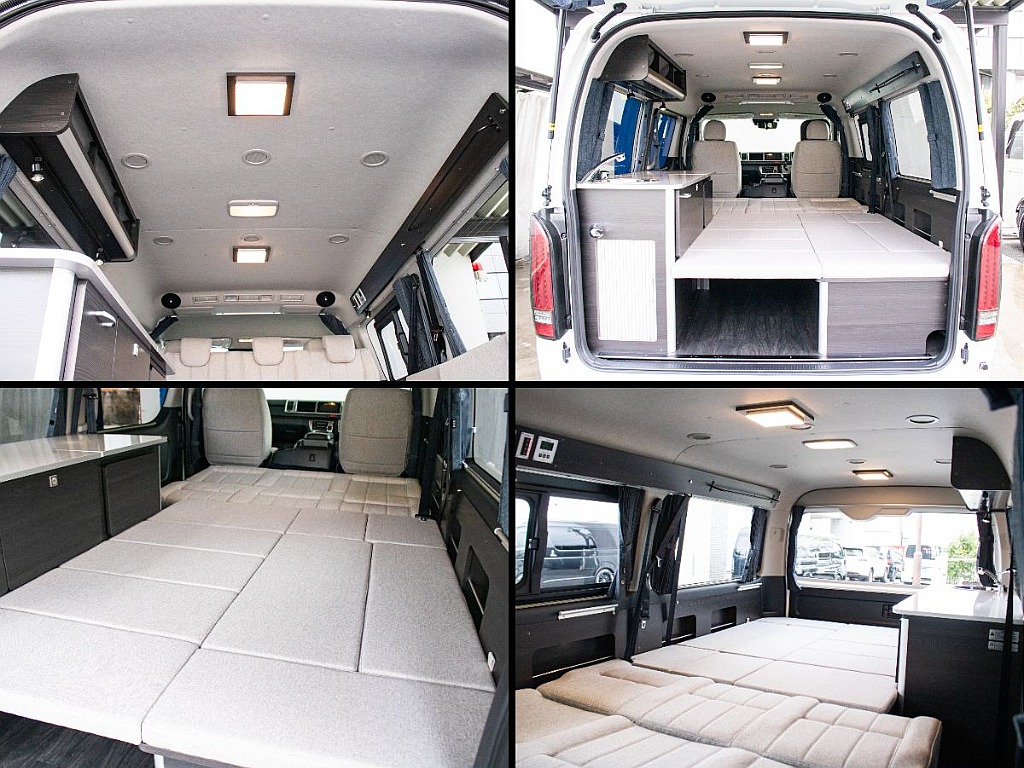 フルフラット展開も可能！大人3人分ほどの広大な車中泊スペース確保！