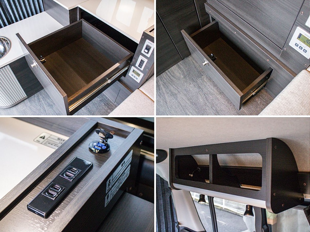 コンセントやUSBポート、収納スペースまで充実した一台です！