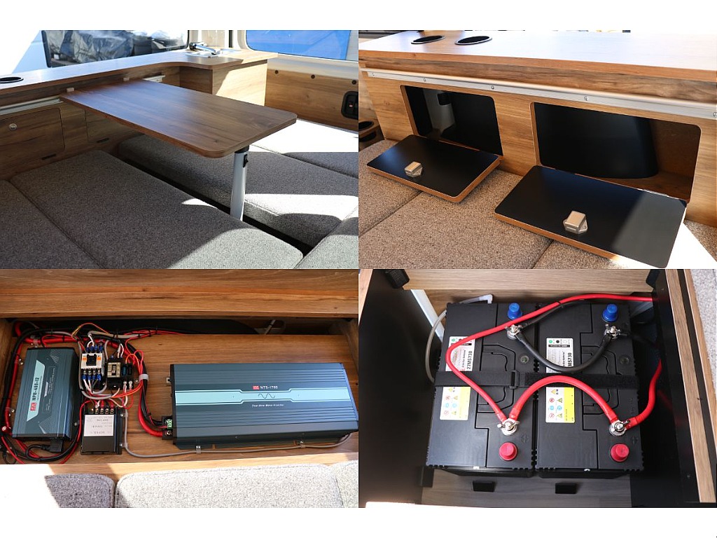 サイドテーブル、収納スペース、1500Wインバーター、サブバッテリー2つ！