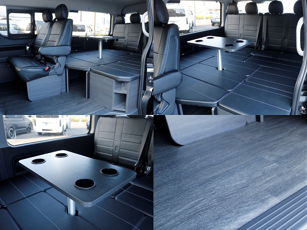前向き8名後ろ向き2名の内装架装！ベッド展開時は車中泊や休憩も可能です♪