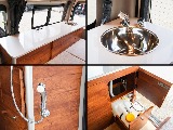伸びるシャワーヘッド付きのシンク装備してます！リアゲートを開けて外でお使いいただけます！
