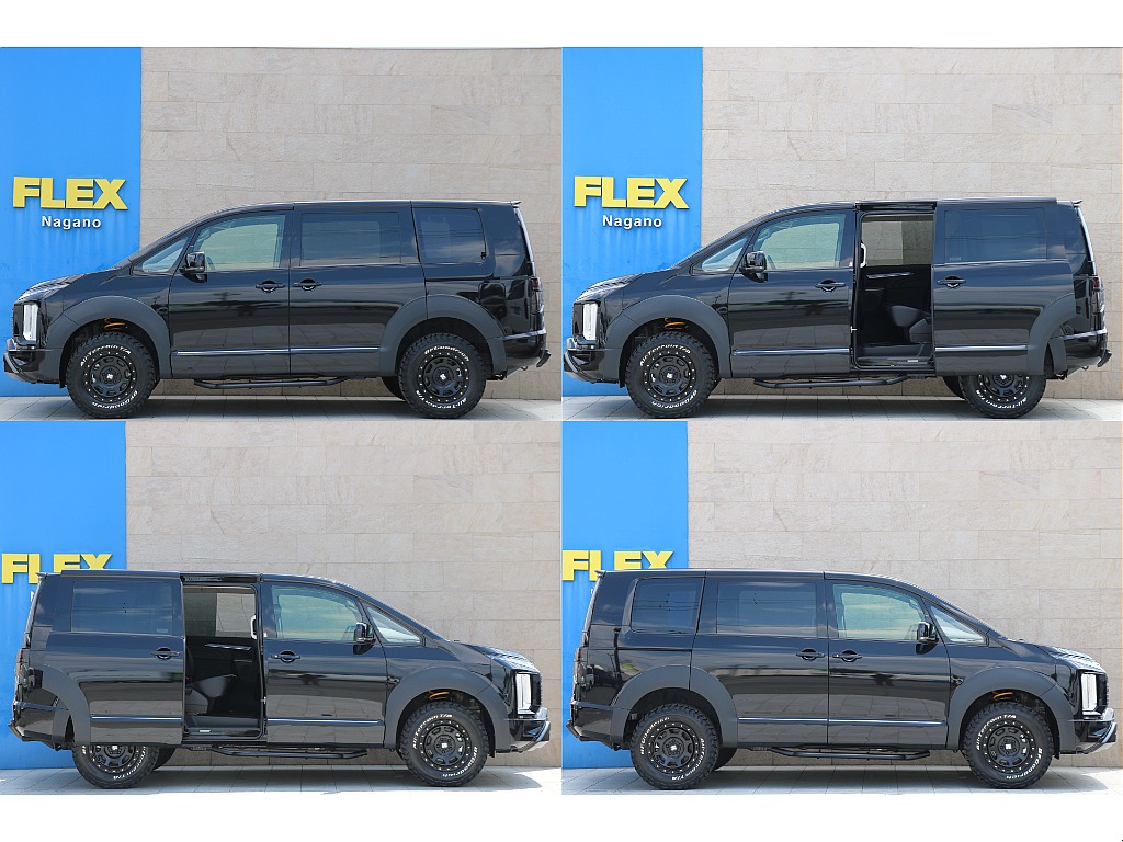 新車デリカD5 ブラックエディション リフトアップ エムズスピードエアロ MADLYSサイドステップ ALPINEナビ XJ07 16インチアルミホイール