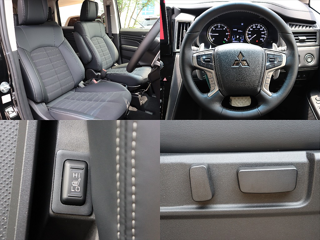 専用コンビネーションシート生地！1列目はシートヒーター＆クーラー装備！運転席はパワーシート装備！