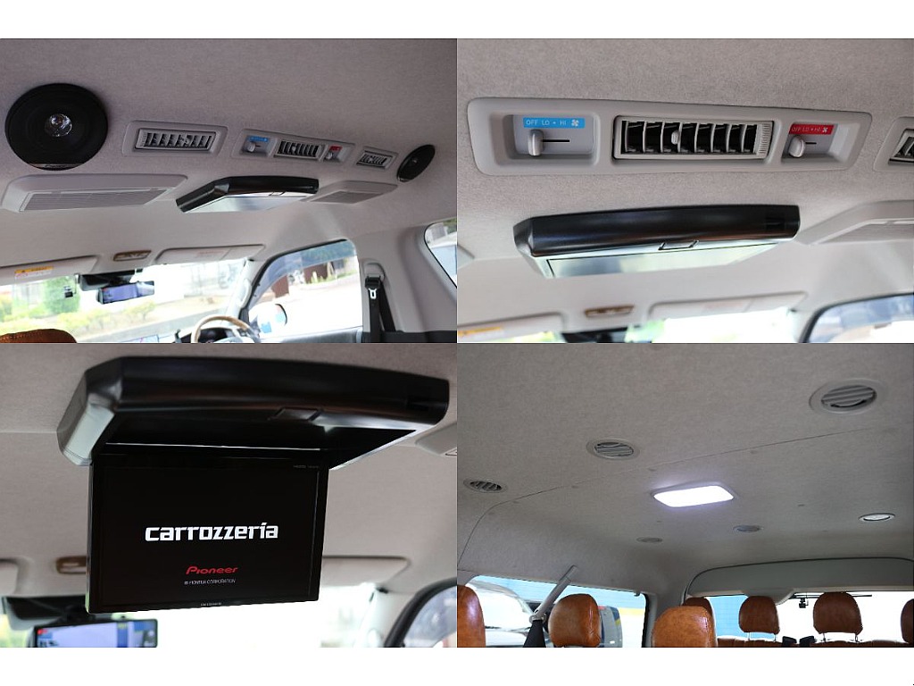 ルーフスピーカー、ヒータースイッチ移設、フリップダウンモニター、LEDルームランプ！