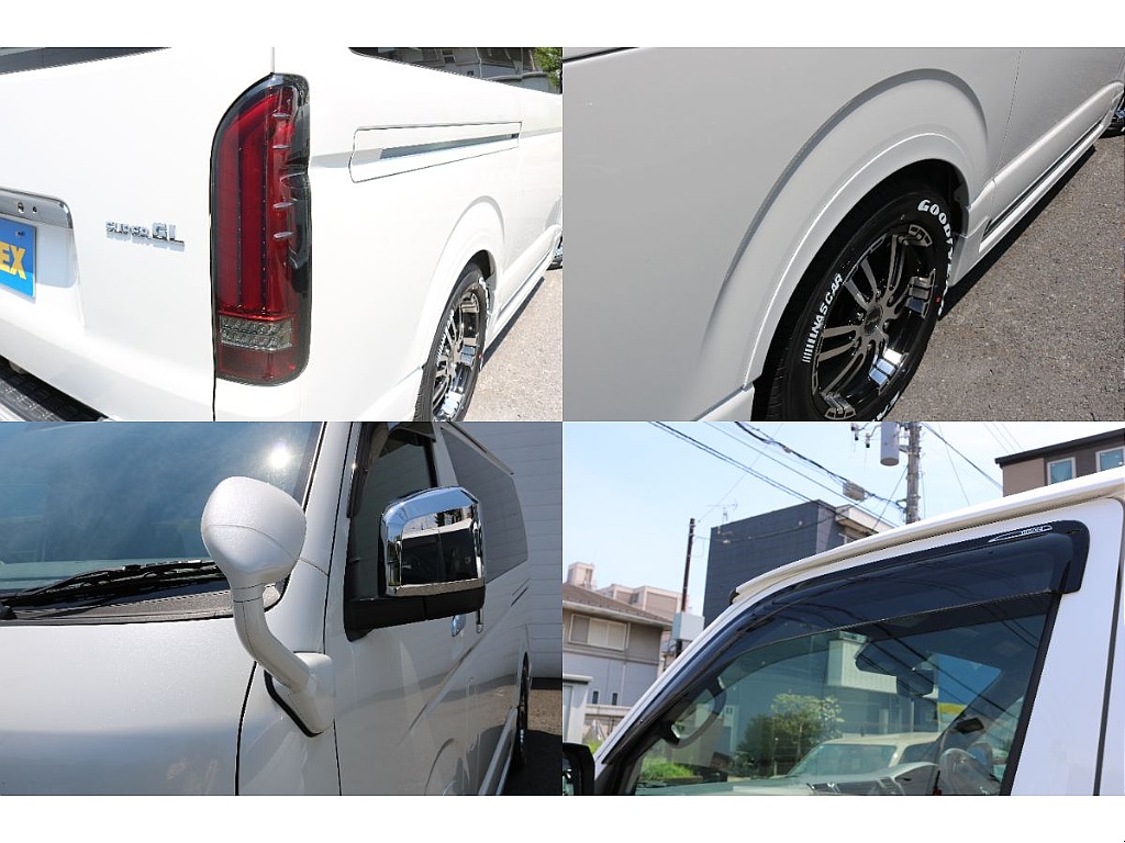 FLEXオーバーフェンダー、ガッツミラーボディ同色塗装、ドアバイザー！