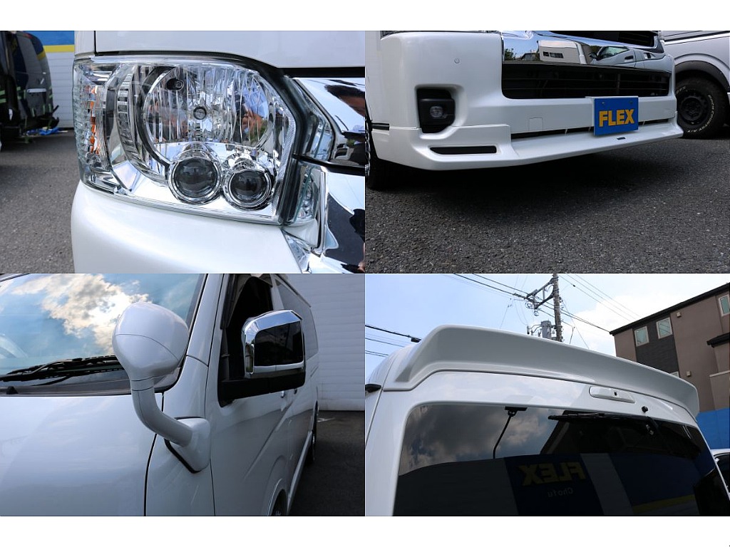 LEDヘッドライト、モデリスタフロントスポイラー、ガッツミラーボディ同色塗装、FLEX リアスポイラー！