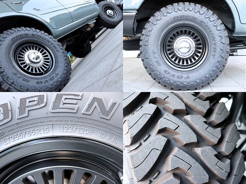タイヤはTOYOタイヤ「OPEN COUNTRY」255/85/16のM/Tを履いてます。