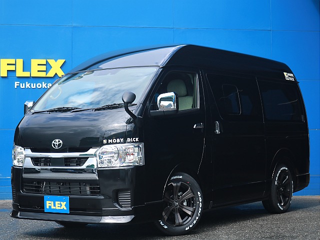 FLEXキャンピングカー【NH-0１】がハイエース福岡店に入庫しました！　狭い道も通りやすい標準サイズのハイルーフ車です！　5人乗りバン感覚で使える8ナンバーキャンピングカーです！