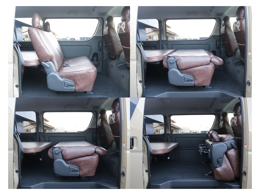 セカンドシートを倒せば広々としたベットキットに早変わり！！車中泊での使用空間が広がります♪