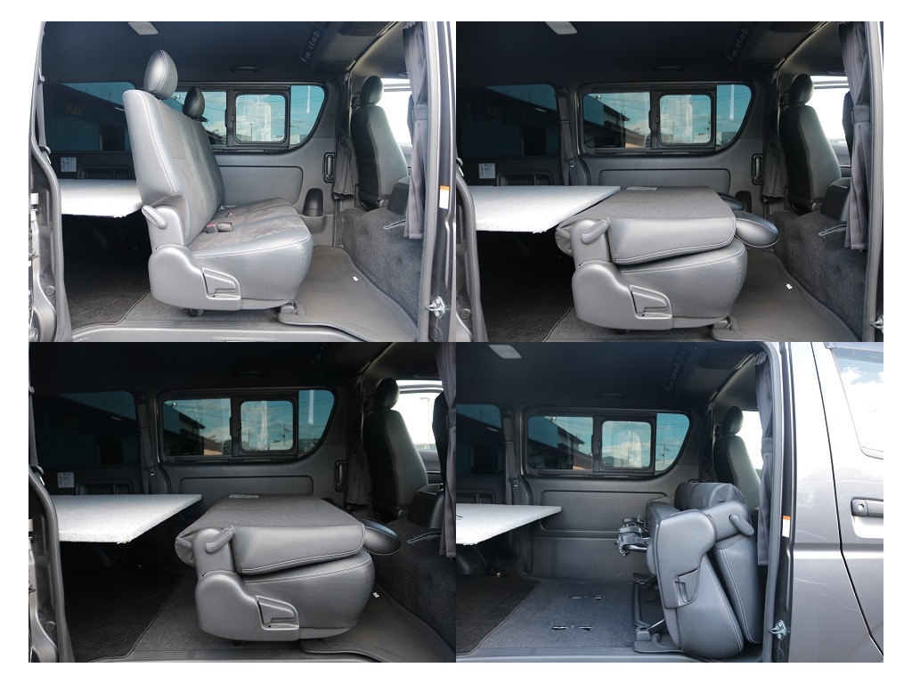 セカンドシートを折りたためば、このようにフラットな空間も作りだせます！シチュエーションに応じて自由自在です！！