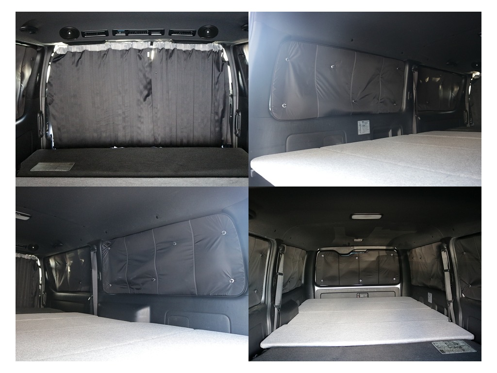 間仕切りカーテンや遮光パット付きですので車中泊の際プライベート空間を作ることもできます！！
