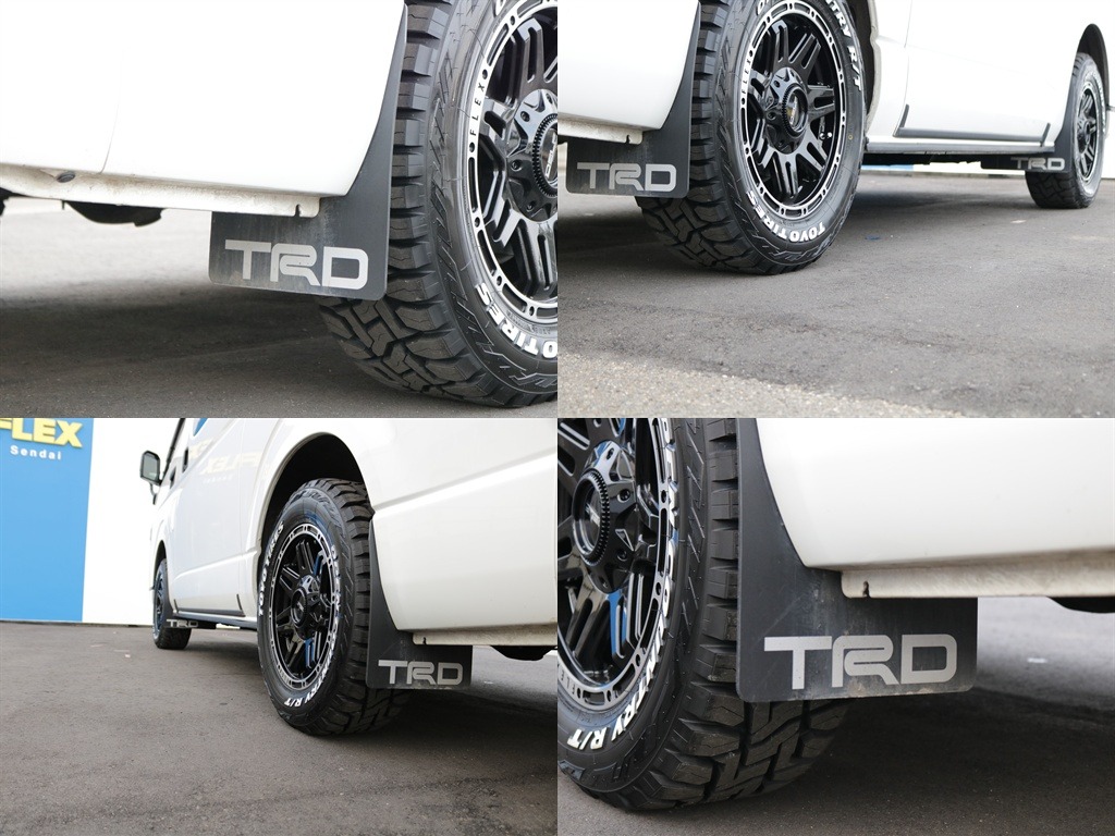TRDマッドフラップ装着済み！！飛び石などから車体を守ってくれる効果もあり外装のかっこよさも増しますね♪
