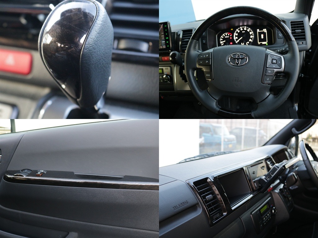 ステアリング・シフトノブ・ナビ周りなどダークプライムⅡ専用の黒木目調になっております♪