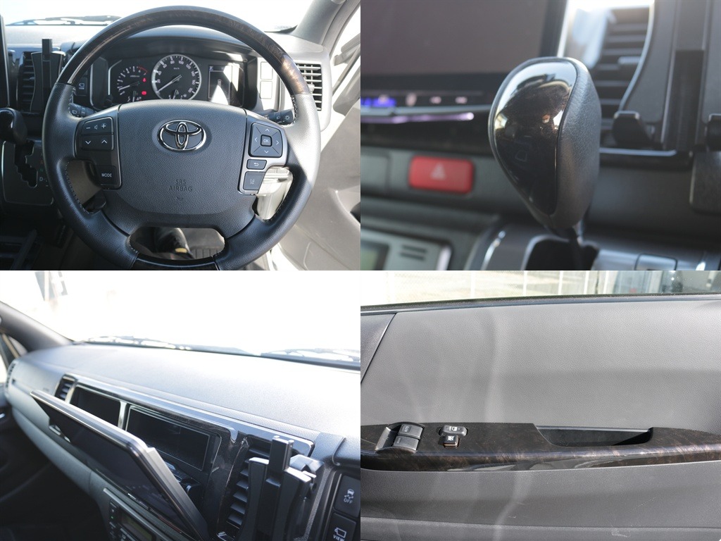 ステアリングスイッチ・シフトノブ・ナビ周りなどダークプライム専用の黒木目になっております♪