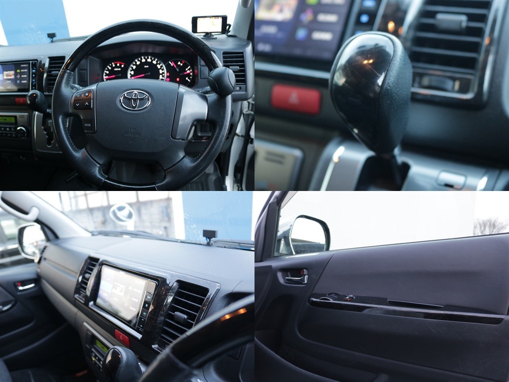 ステアリング・シフトノブ・ナビ周りなどダークプライム専用の黒木目調になっております♪