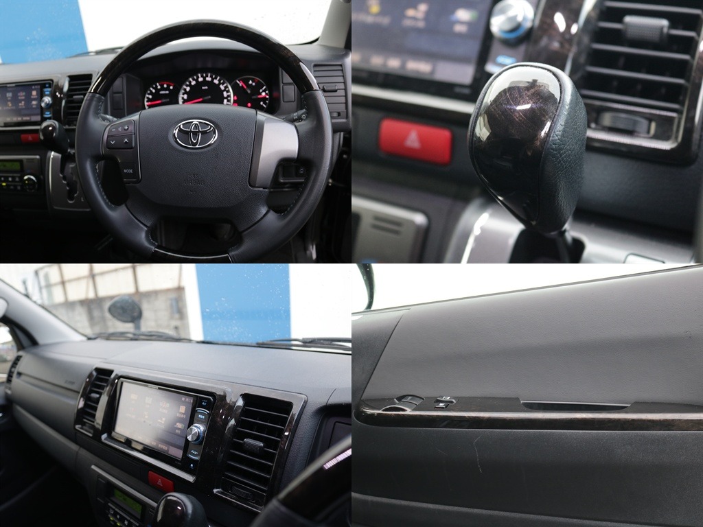 ステアリング・シフトノブ・ナビ周りなどダークプライム専用の黒木目調になっております♪