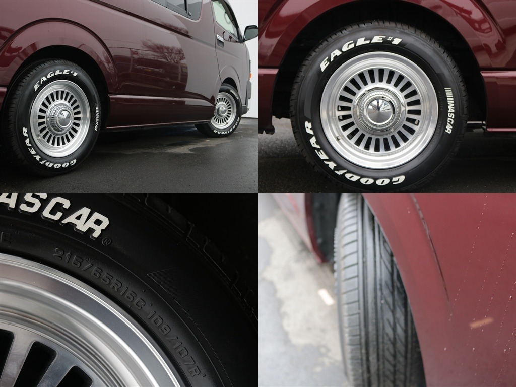 クリムソン製ディーンカルフォルニア16インチアルミホイル＆ナスカーホワイトレタータイヤ！！