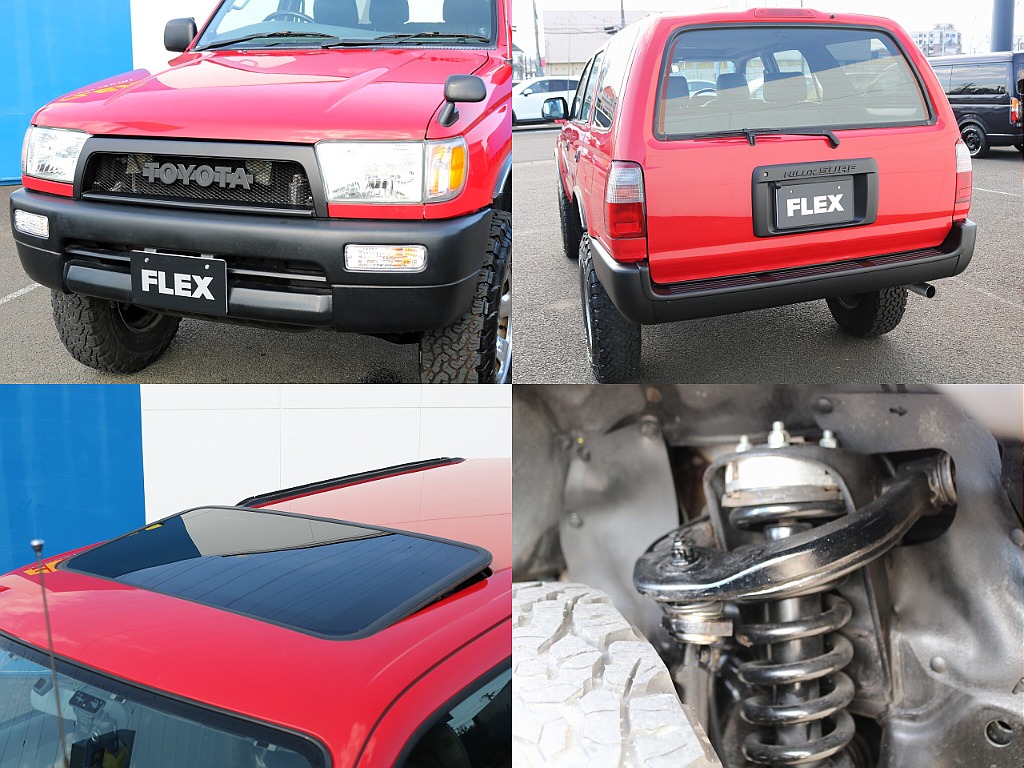 フロントのTOYOTA横文字グリルに前後バンパーをマットブラック塗装！腰下の統一感を持たせたカラーリングです♪