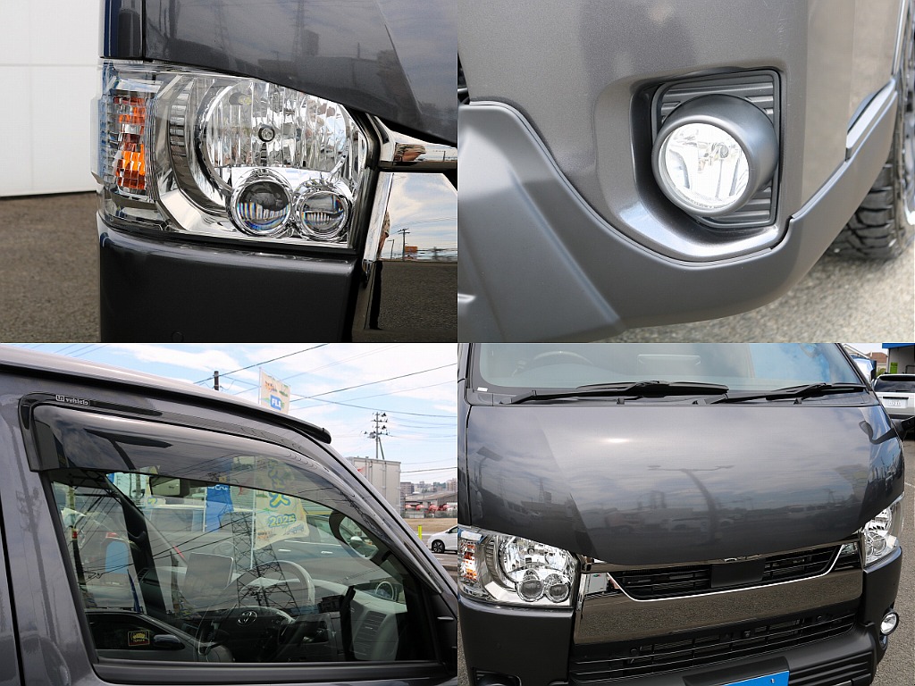LEDヘッドランプ、フォグランプ、ユーアイビークルのドアバイザー等カスタムパーツ多数！
