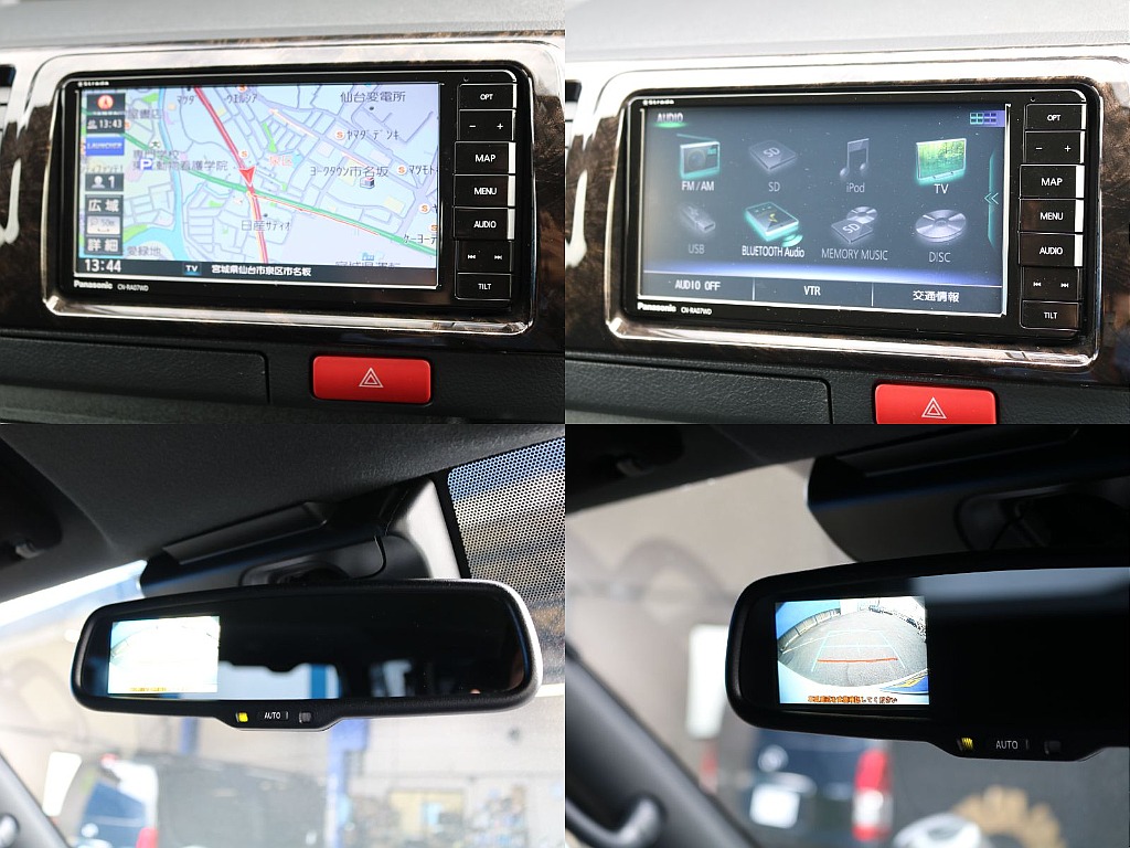 ナビはパナソニック製7インチナビが装着済みです♪ バックモニターはバックミラーに表示されます！