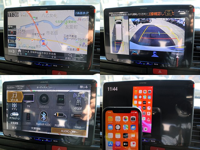 ナビはアルパインBIG-Xナビを装着済み♪HDMIポートに携帯を接続すればミラーリングもできます♪バックモニター・パノラミックビューモニターも装備済みですのでご安心ください♪