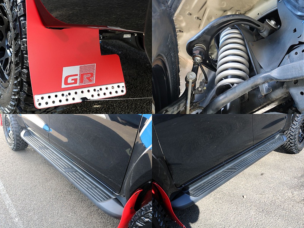 フロントを2インチリフトアップ済み！正面からの重厚感があります♪足元にはGR専用マッドフラップを装着済みですのでアクセント且つ統一感が増しますね♪