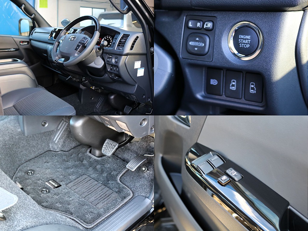 ダークプライムS特有のカーボン調加飾されたステアリングとスイッチベースになっております♪