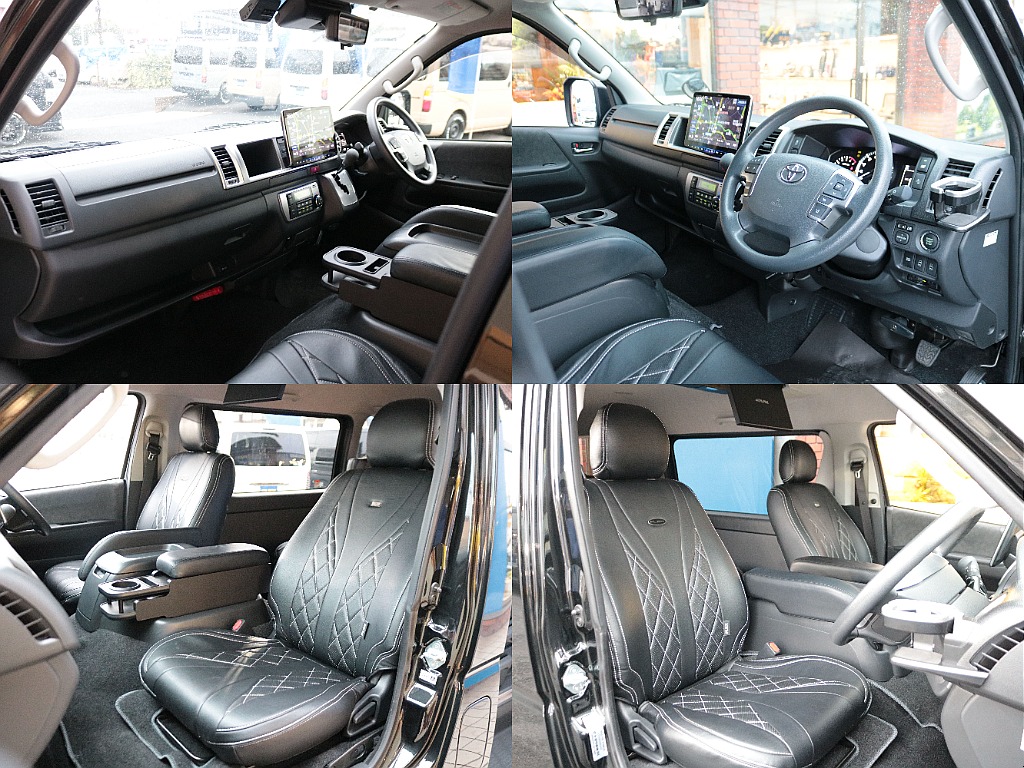 全席黒革調シートカバーを装着☆
