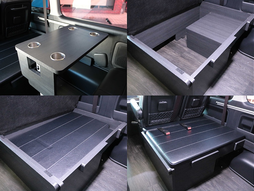 専用テーブルは2WYでベットモード、乗車モードどちらでも活用可能☆