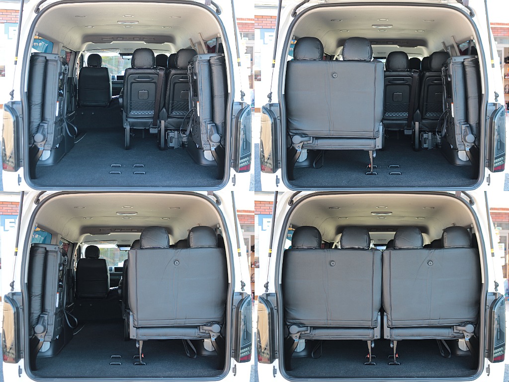 ４列目シートは跳ね上げ式で広々ラゲージスペースも確保可能☆