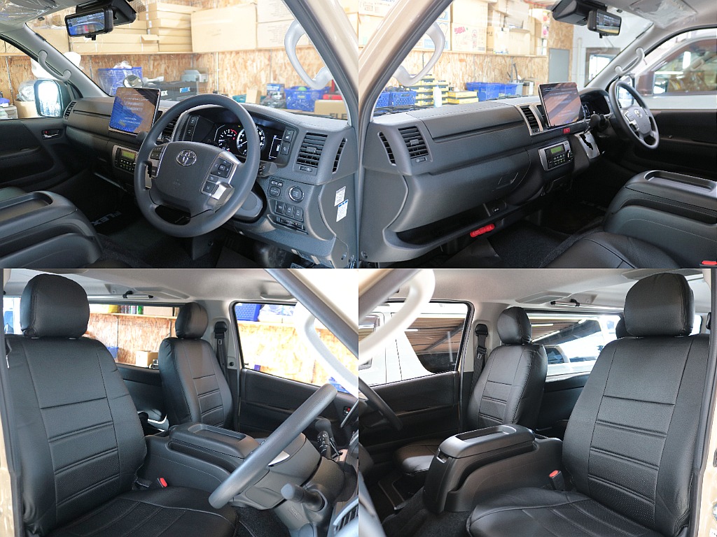 全席黒革調シートカバーで高級感を演出☆