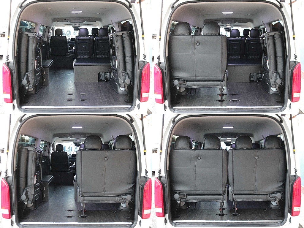 跳ね上げ式の4列目シートでラゲッジスペースも確保可能☆