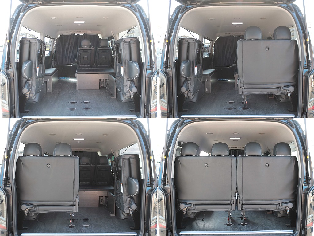 跳ね上げ式の4列目シートでラゲッジスペースも確保可能です☆