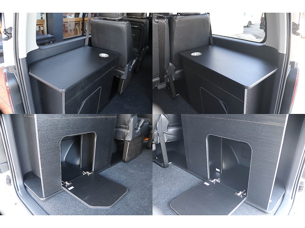 ベッドフレームにはカップホルダー・収納スペース付き！