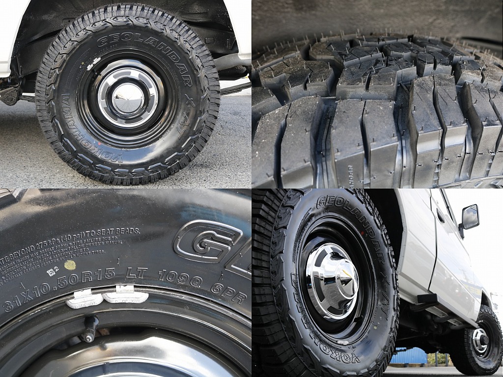 タイヤは輸出用鉄ホイール×YOKOHAMAジオランダーX-AT （31/10.5/15）となります。