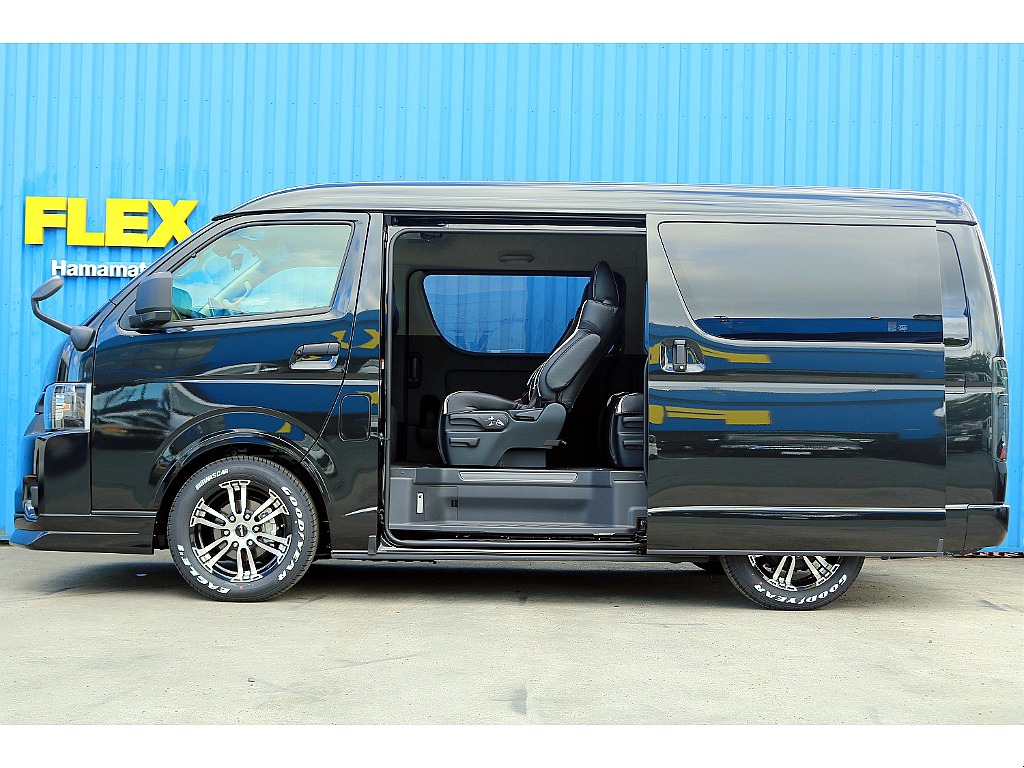 FLEXブラックエディション　FLEXフロントスポイラー　FLEXオーバーフェンダー　FLEX Delf02ホイール　グッドイヤーナスカータイヤ　FLEXラムダLEDテール　1インチローダウン