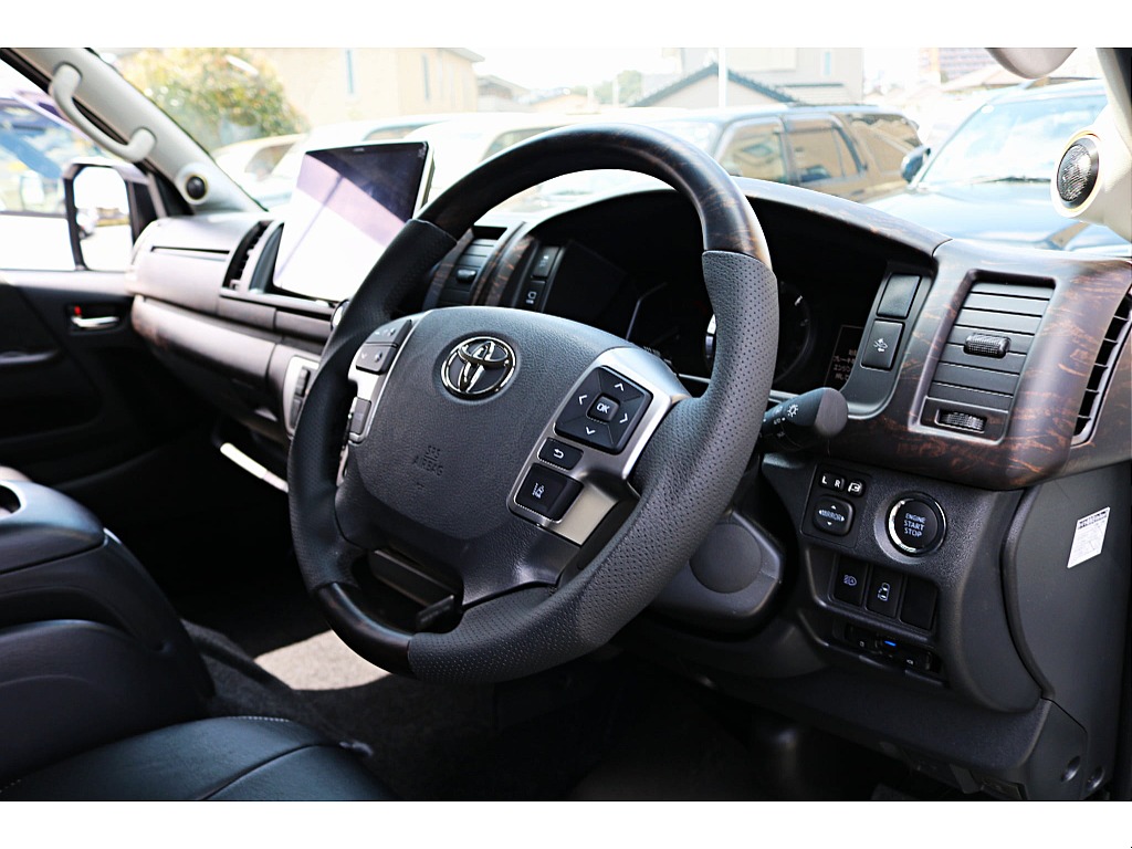 ＦＬＥＸ　艶消しマホガニー黒木目インテリア３点セット　ナビパネル　シフトノブ　ステアリング　インパネ周りをシックに統一します♪