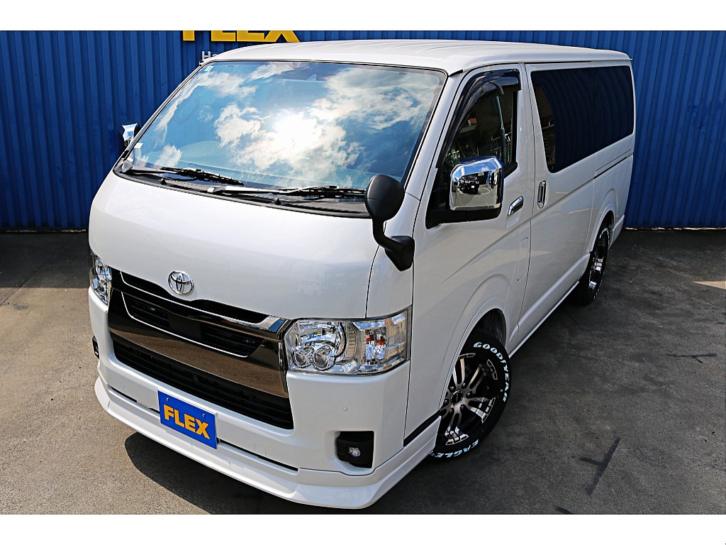 R8年式ハイエースバン　ダークプライムⅡガソリン2WD　FLEXオリジナルカスタム＆大画面ナビ♪